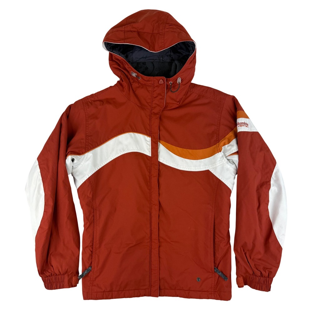 Columbia Vertex Ski Jacket Womens M Orange White Insulated Hooded SL5054